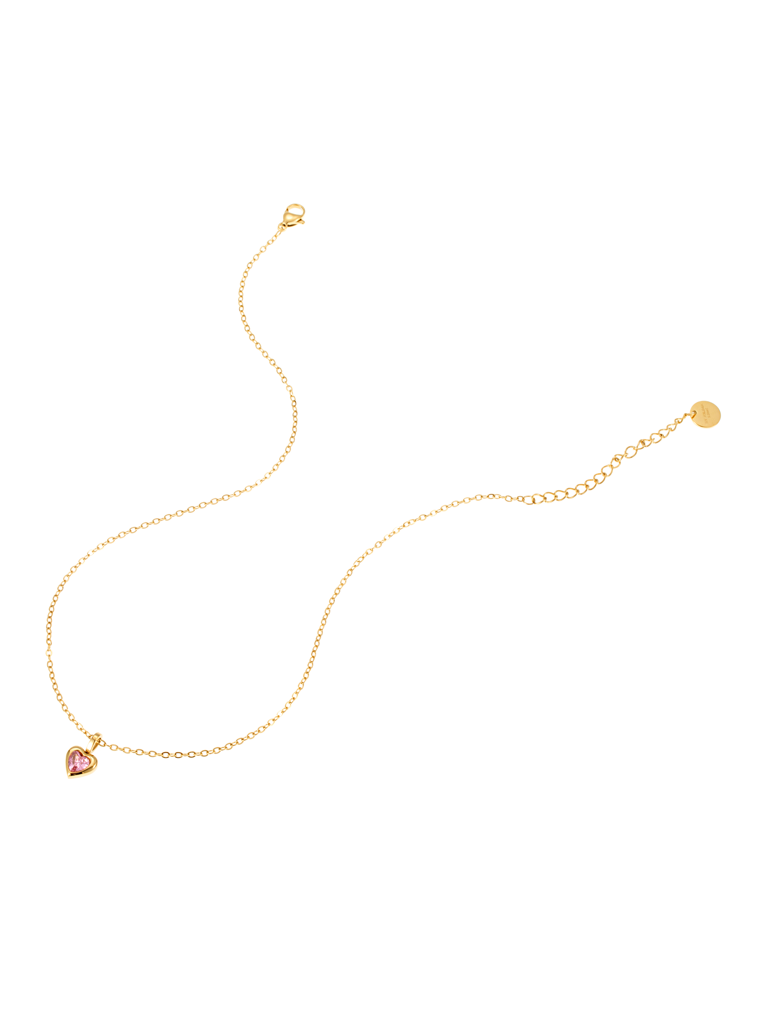 Love crystal necklace pink gold - 2