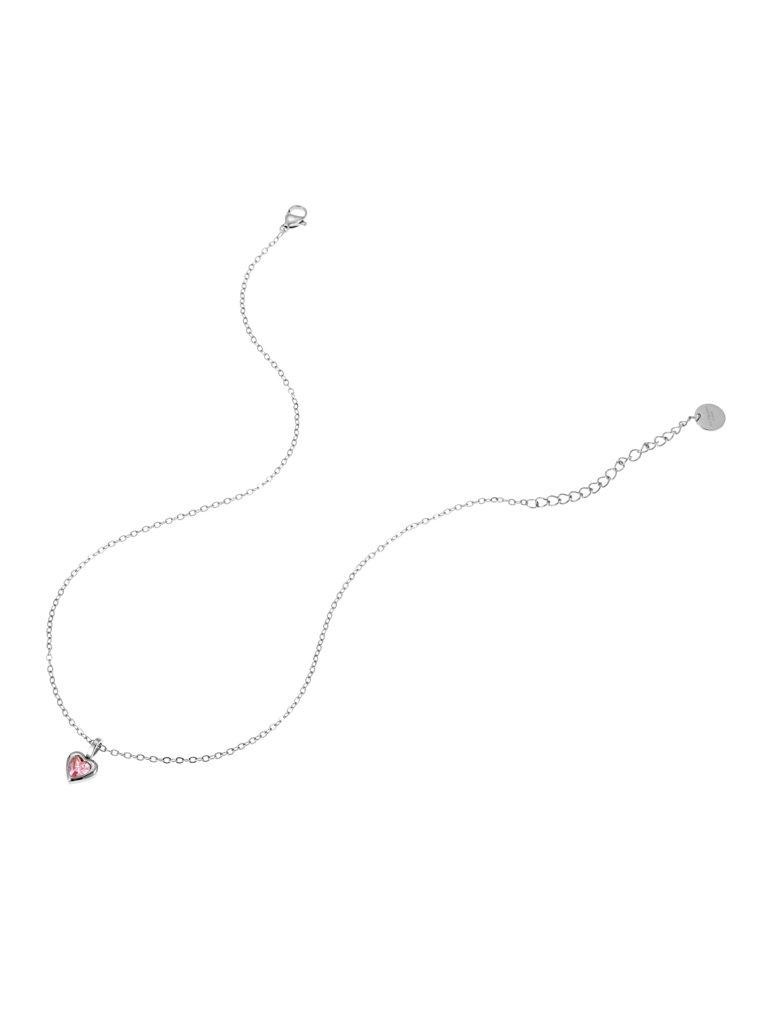 Love crystal necklace pink steel - 2