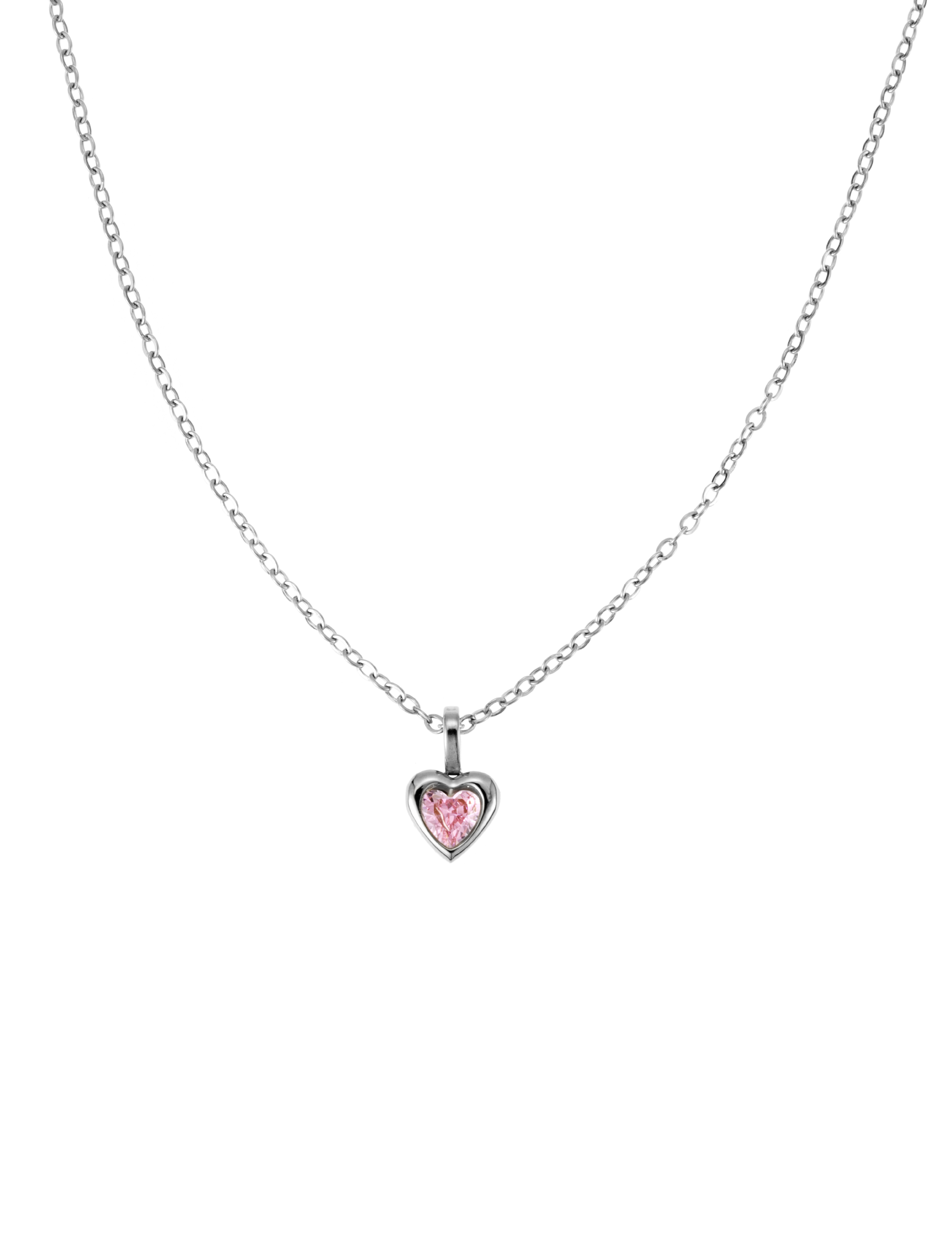 Love crystal necklace pink steel