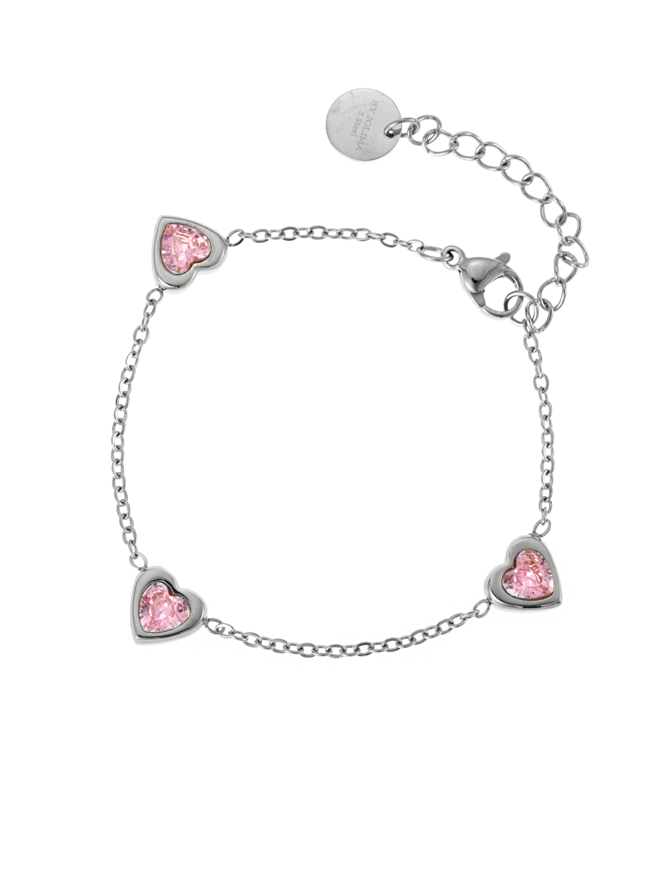 Love crystal bracelet pink steel