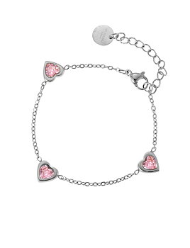 Love crystal bracelet pink steel
