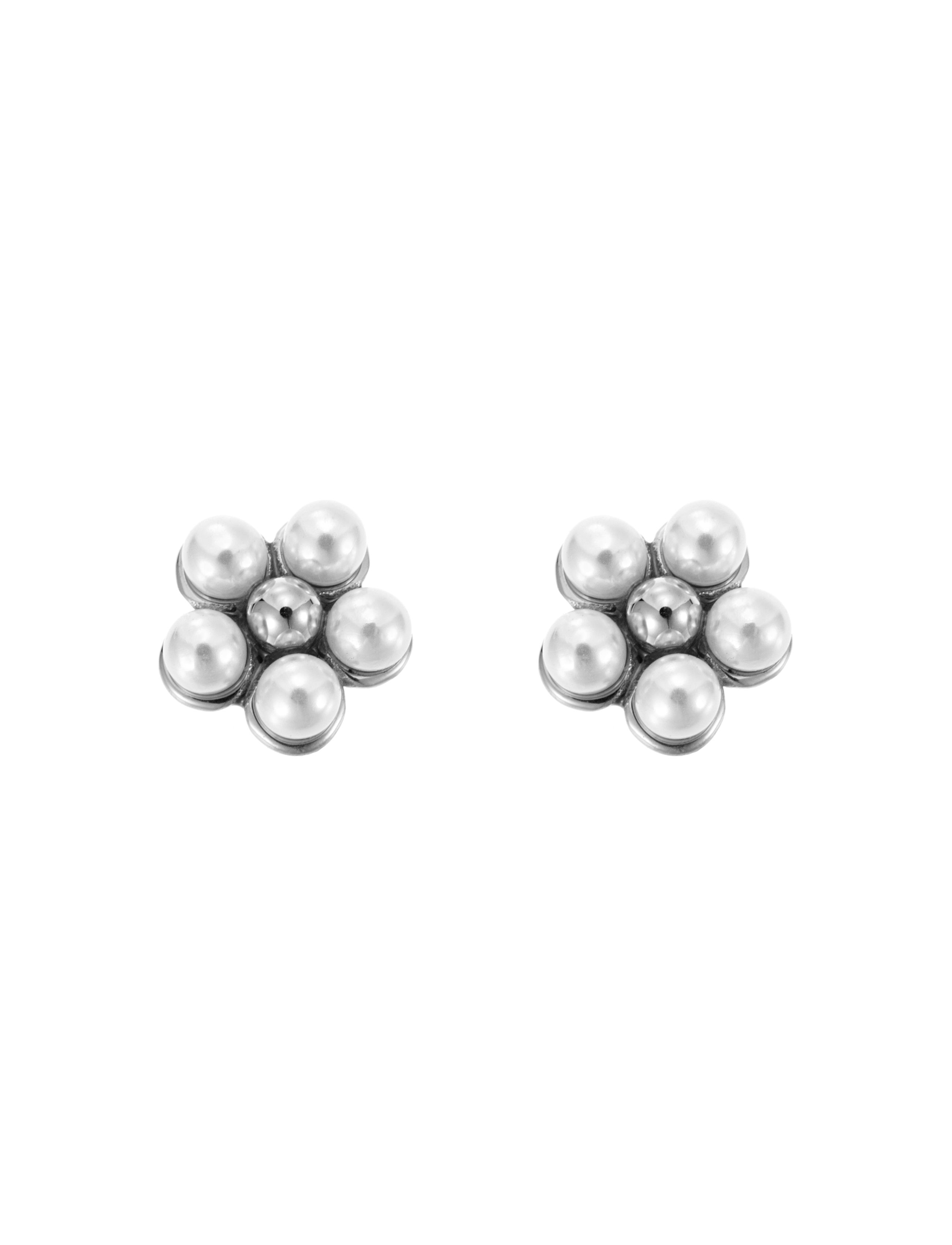 Flower pearl stud steel - 2