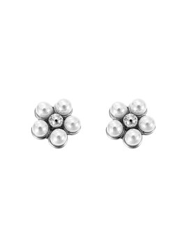 Flower pearl stud steel