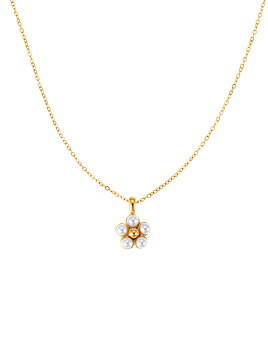 Flower pearl Necklace gold