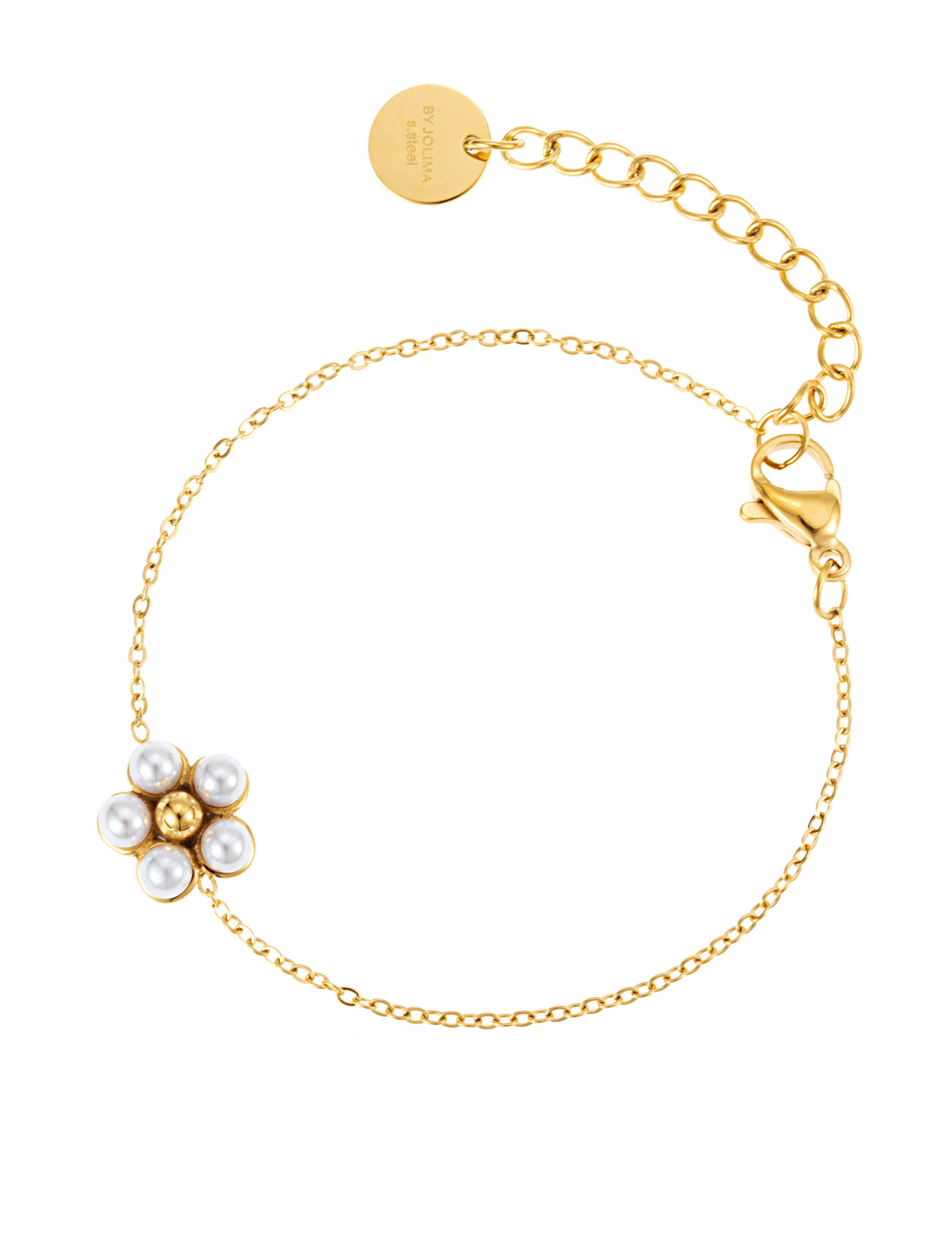 Flower pearl bracelet gold