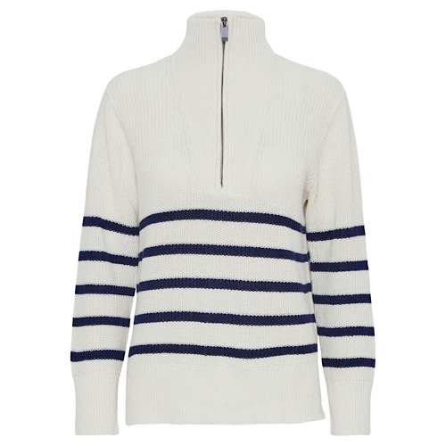 Pulz pullover vit/marinblå - 2