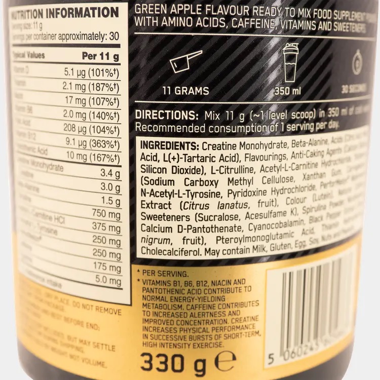 Gold Standard Pre Workout 330 g Green Apple - 3