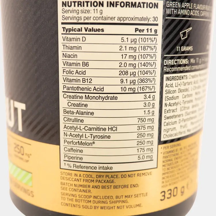 Gold Standard Pre Workout 330 g Green Apple - 4