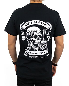 Jernhest Sip Happens Tee – Herr-T-shirt med Dödskalletryck