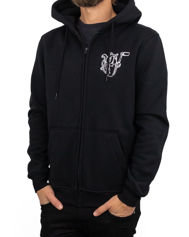 Jernhest Kickstart My Heart Hoodie – Svart Zip-Hoodie med Grafiskt Tryck - 2