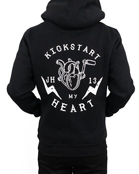 Jernhest Kickstart My Heart Hoodie – Svart Zip-Hoodie med Grafiskt Tryck