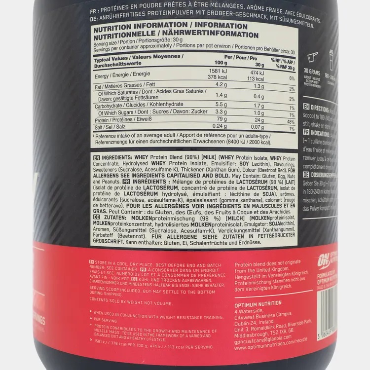 100% Whey Gold Standard 900 g   Delicius Strawberry - 4