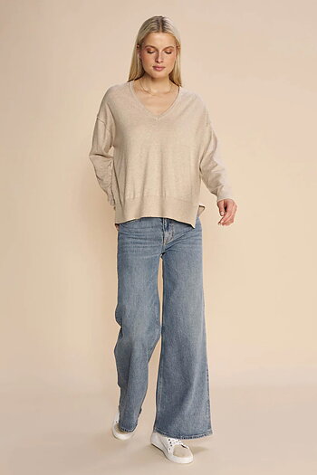 Mos Mosh - MMTani V-neck Knit Cement