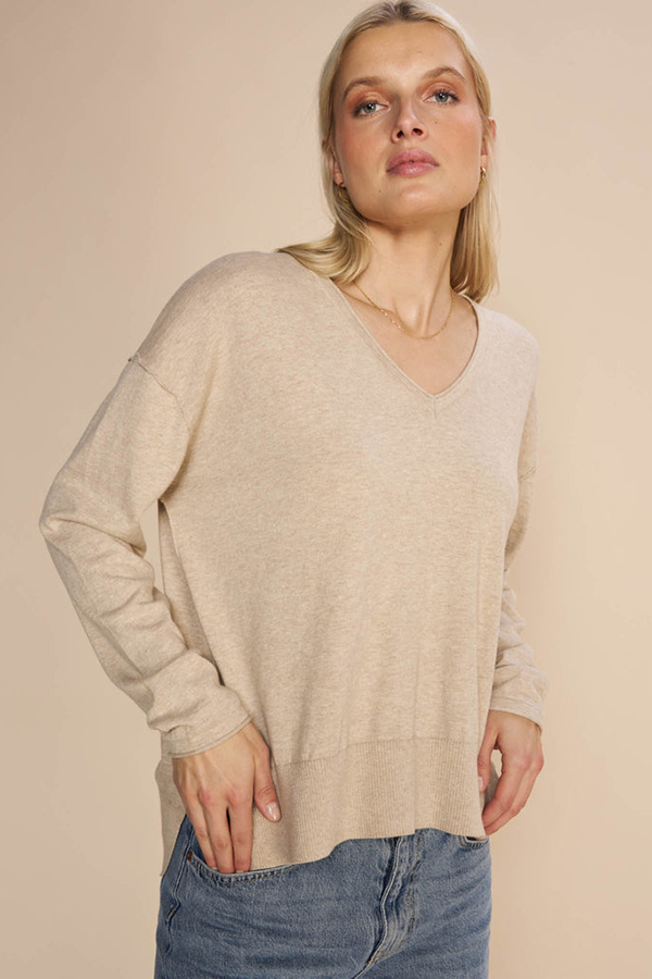 Mos Mosh - MMTani V-neck Knit Cement
