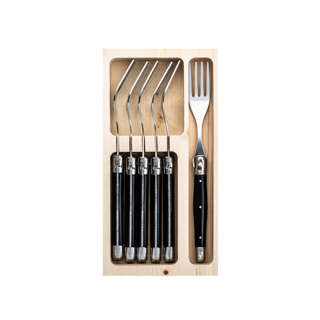Laguiole Stekgafflar 6-pack Svart