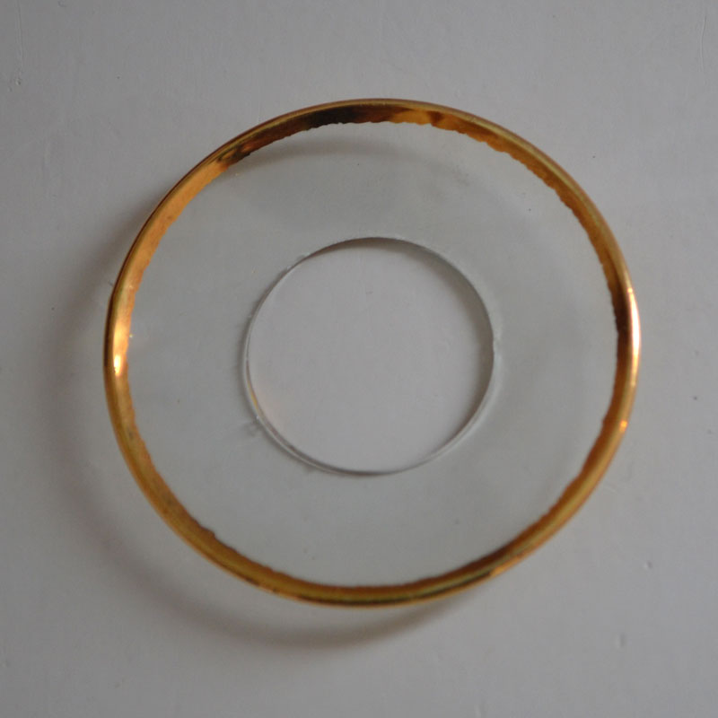 Ljusmanschett i glas - liten klar med guldkant 55mm
