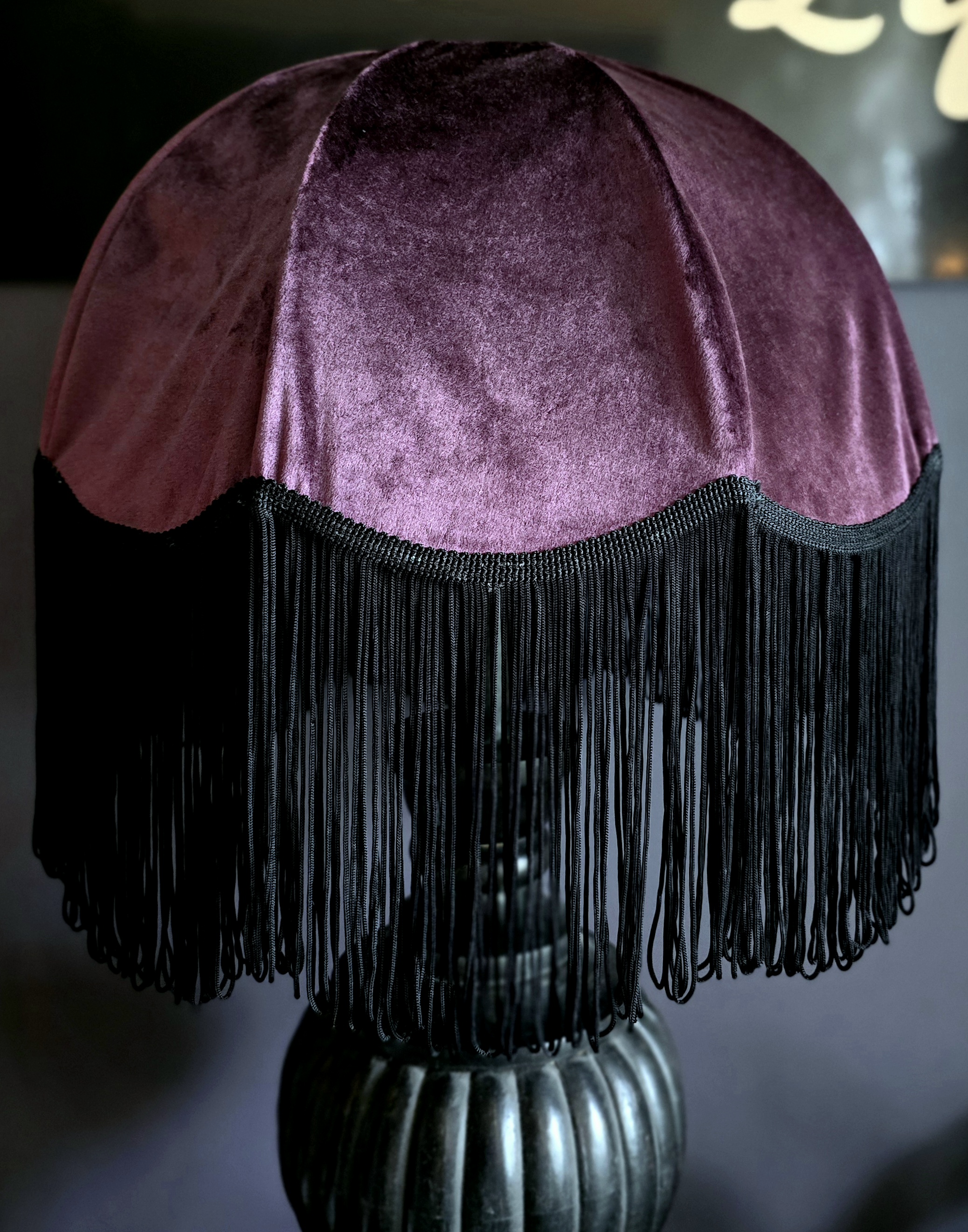Lampskärm Frans Retro 35 - Purple/Svart Lång Frans