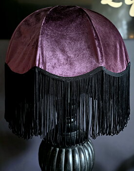 Lampskärm Frans Retro 35 - Purple/Svart Lång Frans