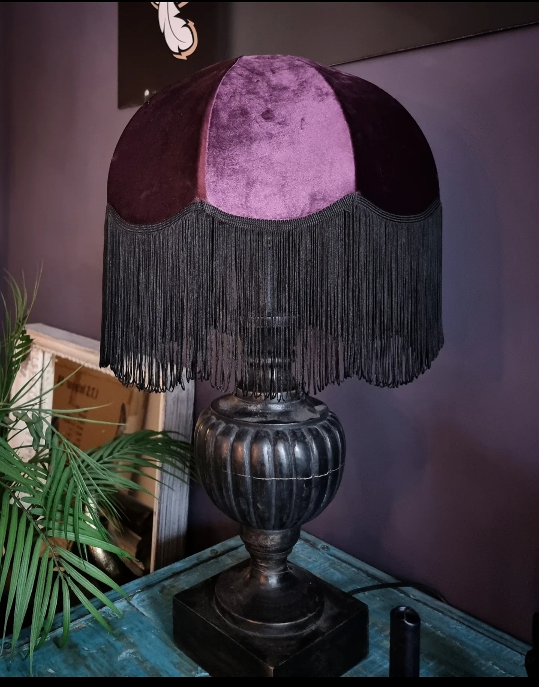 Lampskärm Frans Retro 35 - Purple/Svart Lång Frans - 2