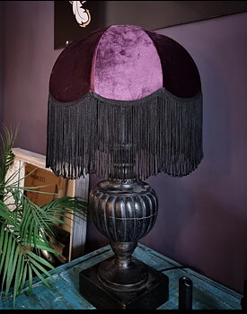 Lampskärm Frans Retro 35 - Purple/Svart Lång Frans