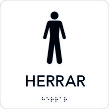 Taktil skylt 150x150mm Herrar vit med svart text
