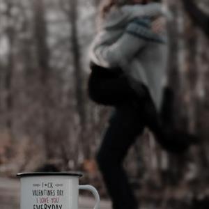 Emaljmugg med text