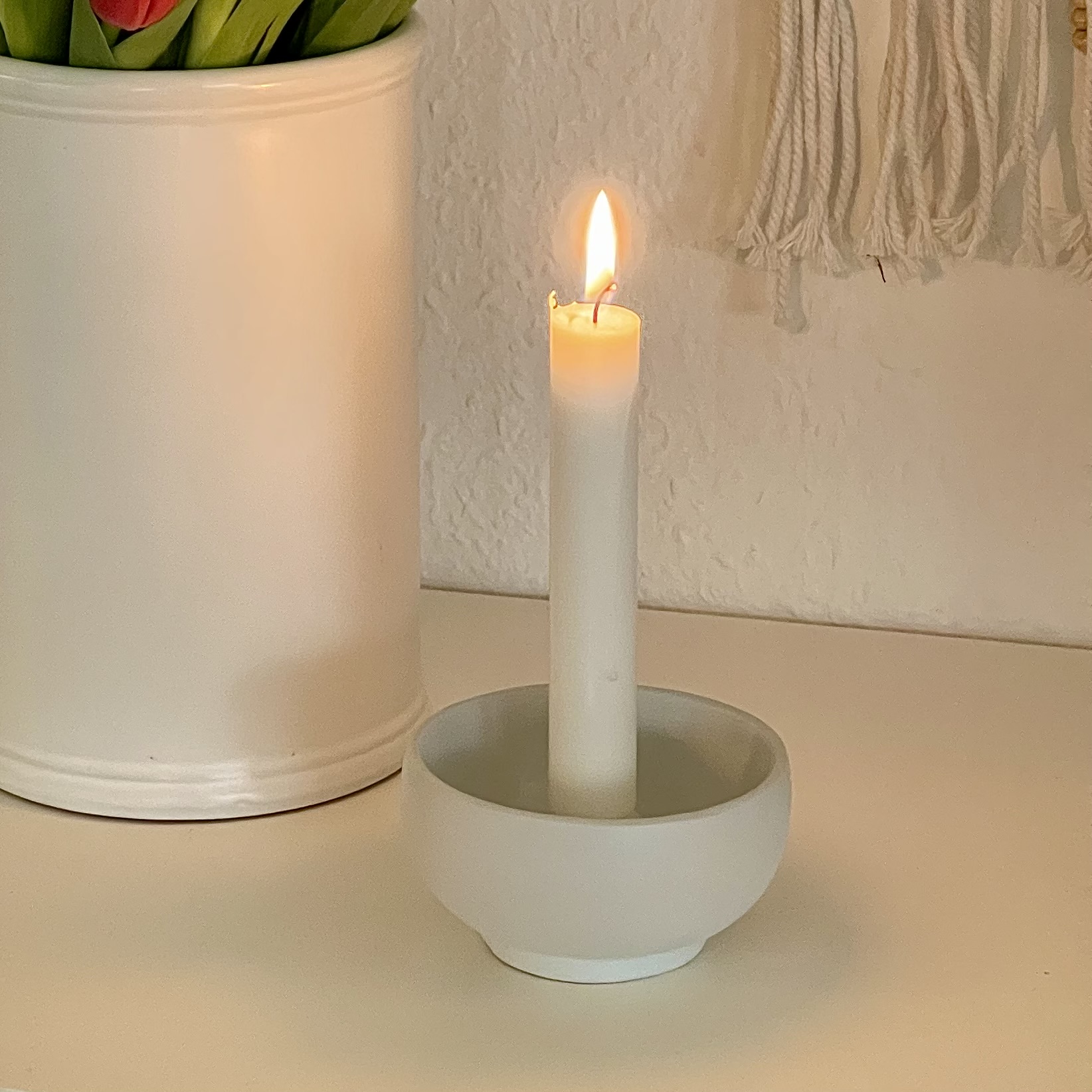 Ljusstake Fina vit, 10x5,5 cm