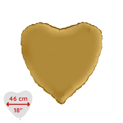 Folieballong Hjärta  Satin Guld 46cm 