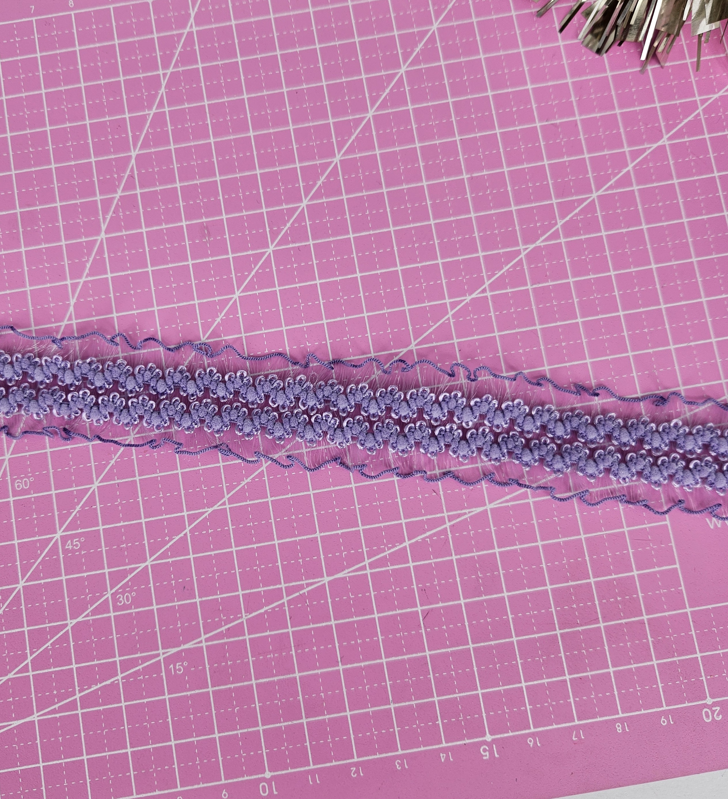 Ruffled elastic with silk thread - Lilac - 25 mm - 4