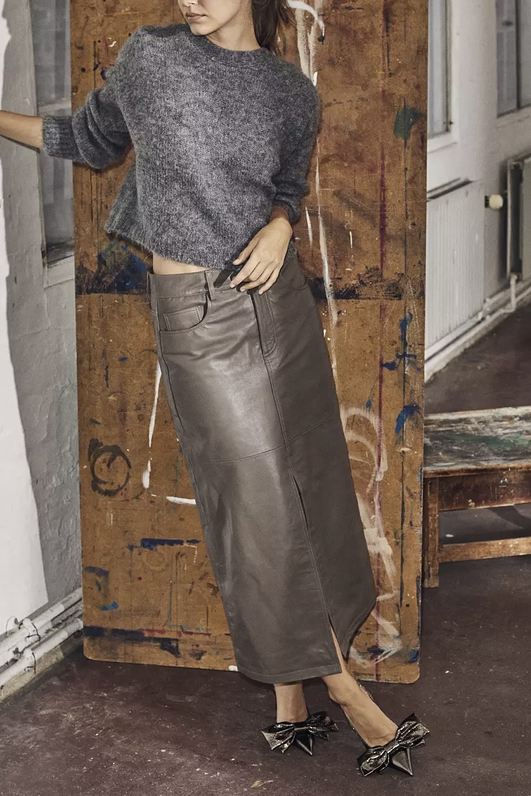 Co´couture - Phebe Leather Slit Skirt Brown - 5