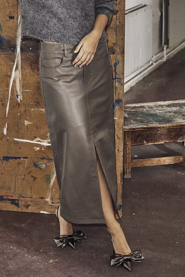Co´couture - Phebe Leather Slit Skirt Brown - 7