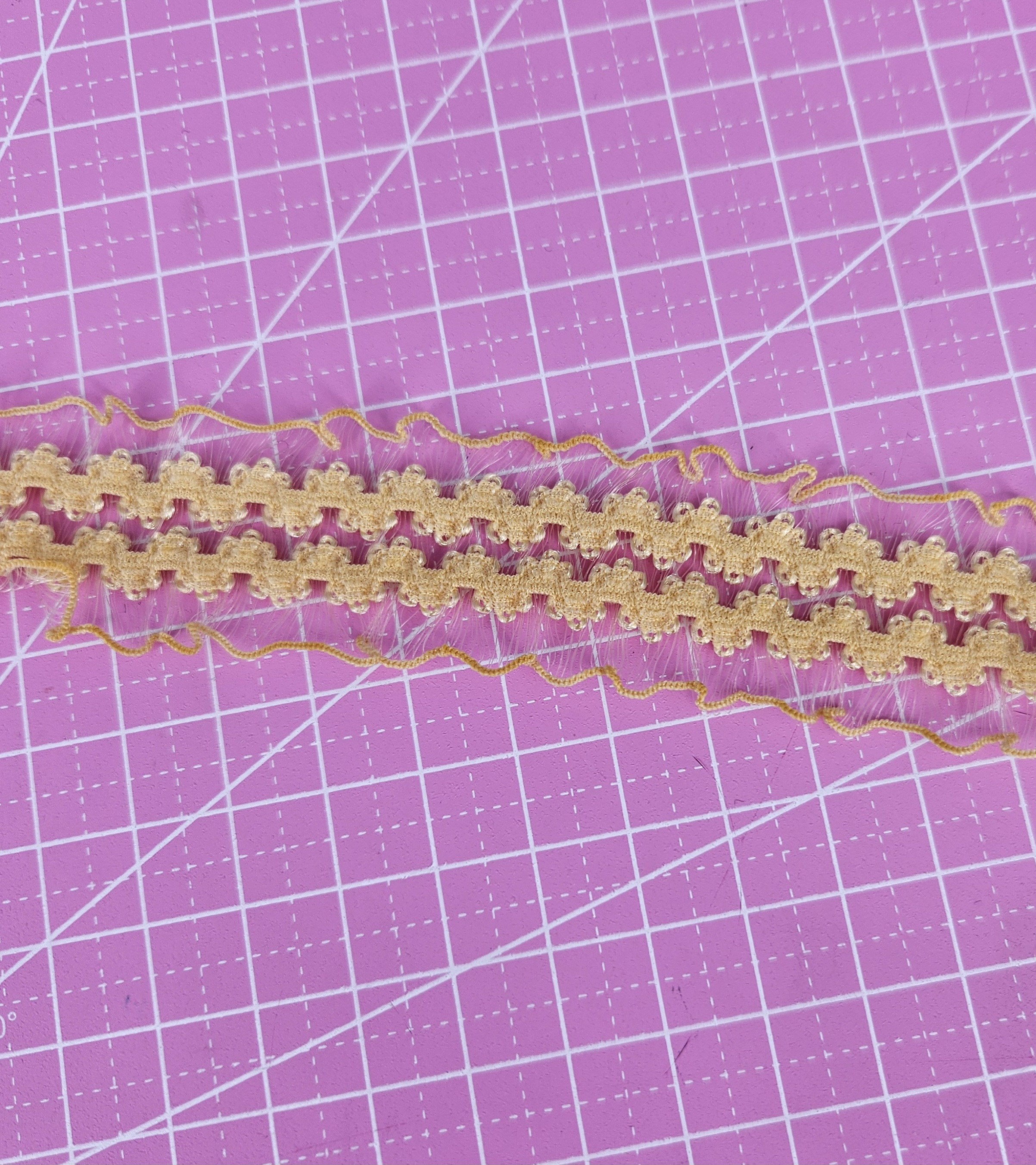 Ruffled elastic with silk thread - Yellow - 25 mm - 3