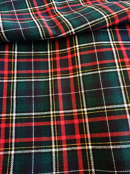 Fabric tartan green blue red
