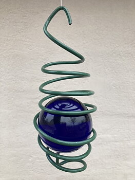 Grön Spiral Blå Glaskula 80 mm