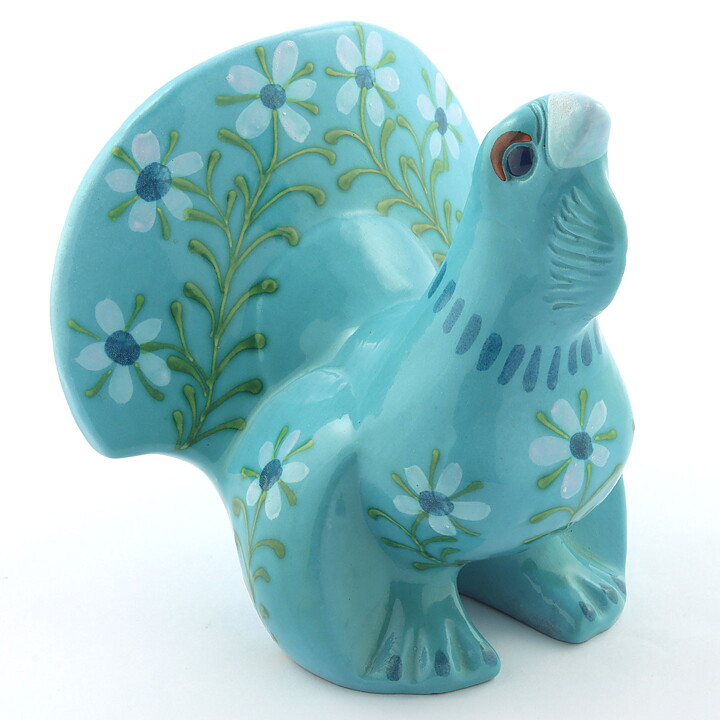Thomas Hellström (1963) Turquoise Capercaillie with Flowers Decor 17 cm #6435