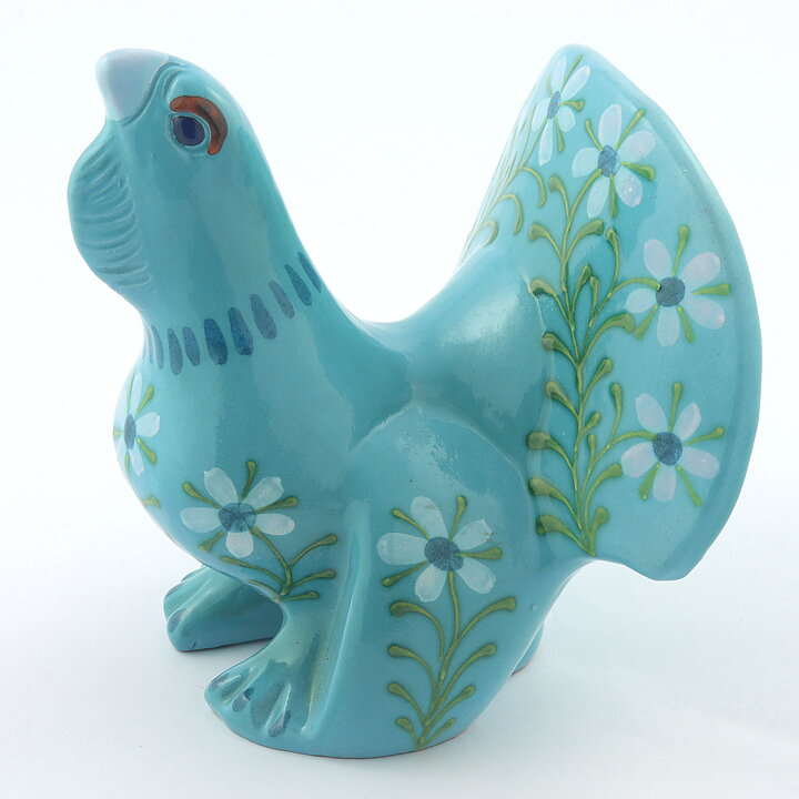 Thomas Hellström (1963) Turquoise Capercaillie with Flowers Decor 17 cm #6435