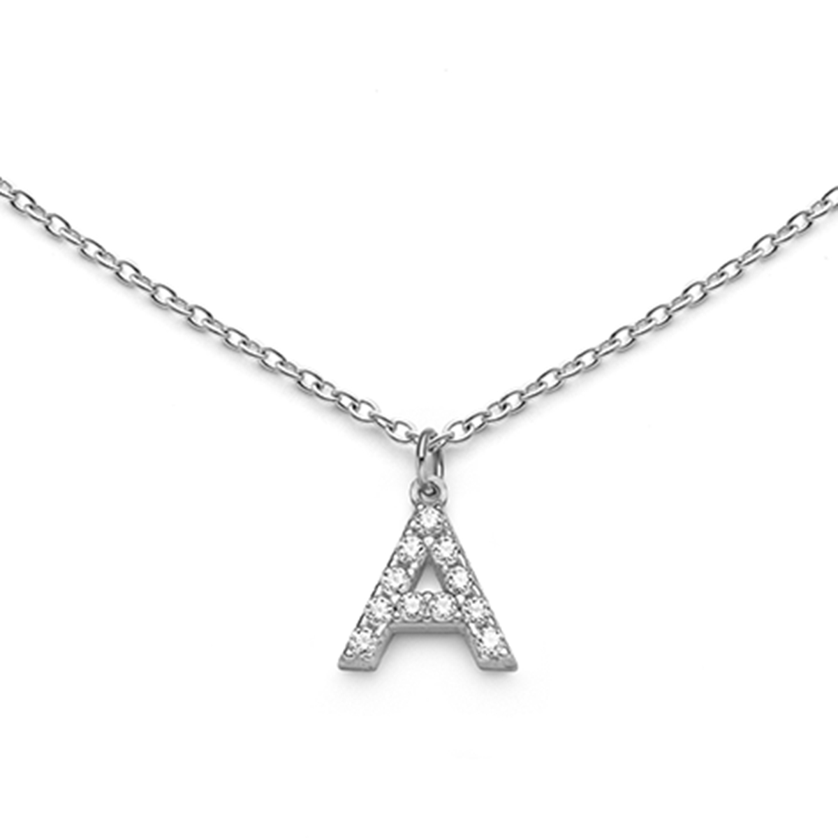 Letter necklace silver A cz