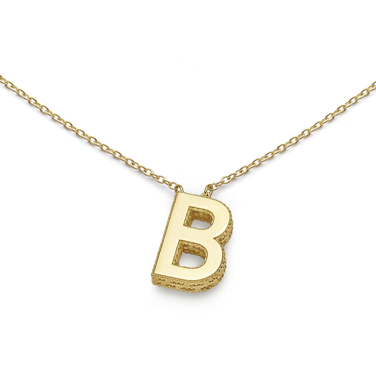 Letter necklace gold-plated silver B hole pattern