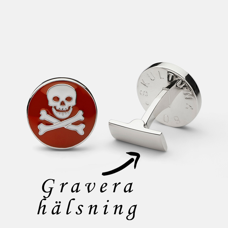 Skultuna kalvosinnappi Skull & Bones Punainen/Valkoinen/Hopea