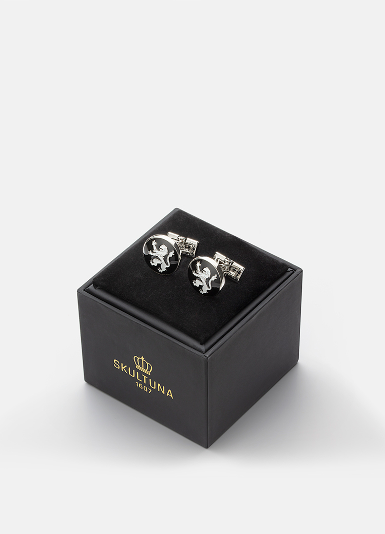 Skultuna manschettknapp The Lion Svart/Vit/Silver  - 4