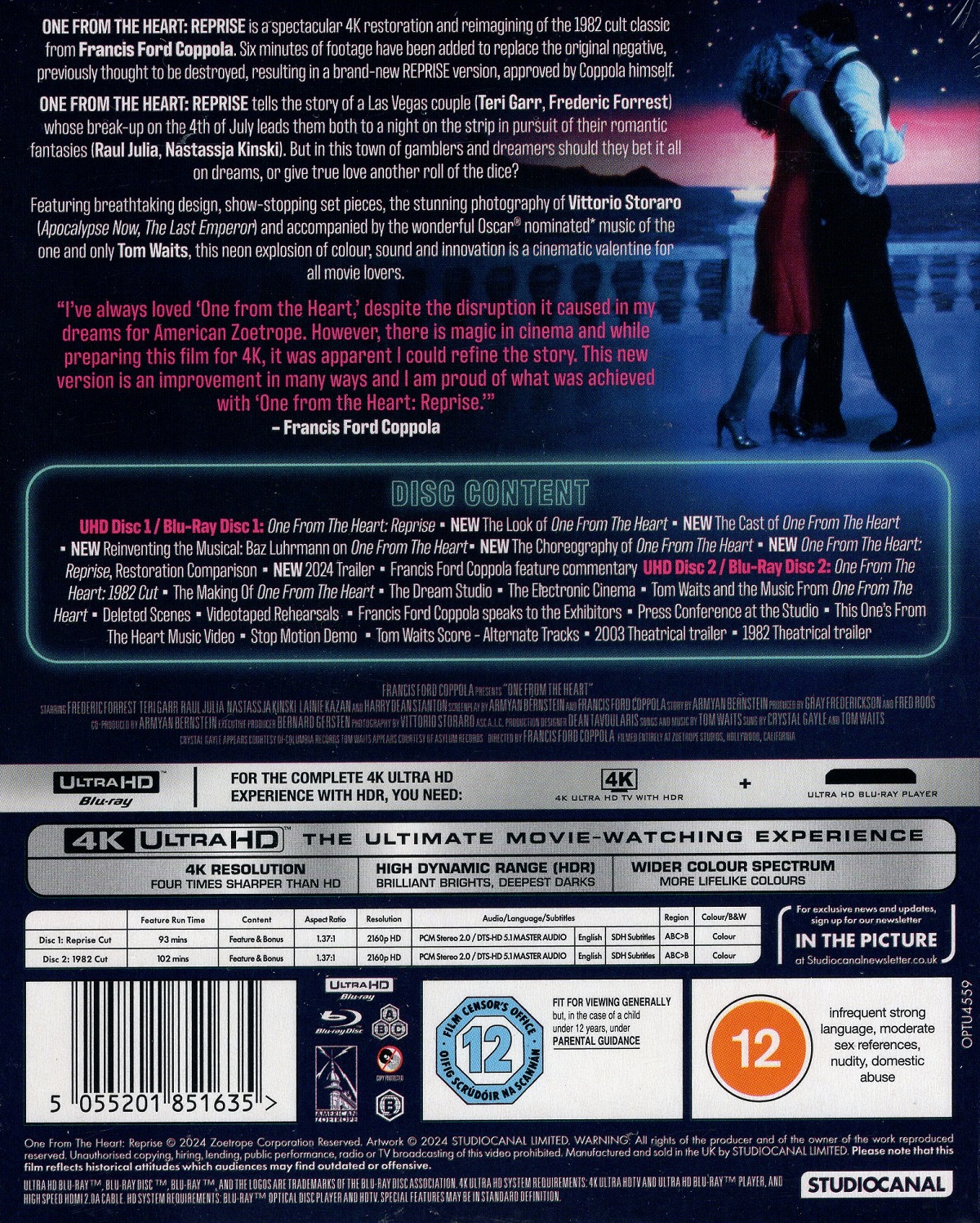 One from the Heart: Reprise (ej svensk text) (4K Ultra HD + Blu-ray) - 2