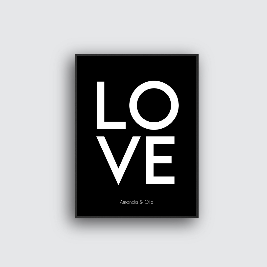 LOVE (svart) - Personlig kärleksposter
