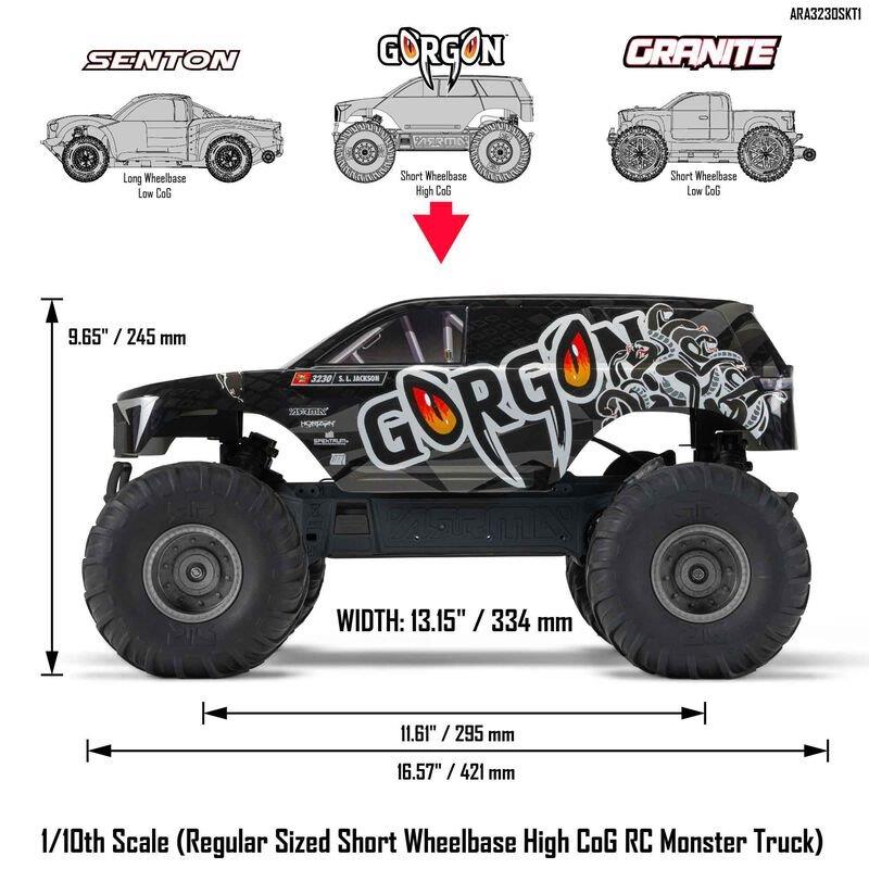 ARRMA 1/10 GORGON 4X2 MEGA 550 Brushed Monster Truck Ready-To-Assemble Kit with  - 27