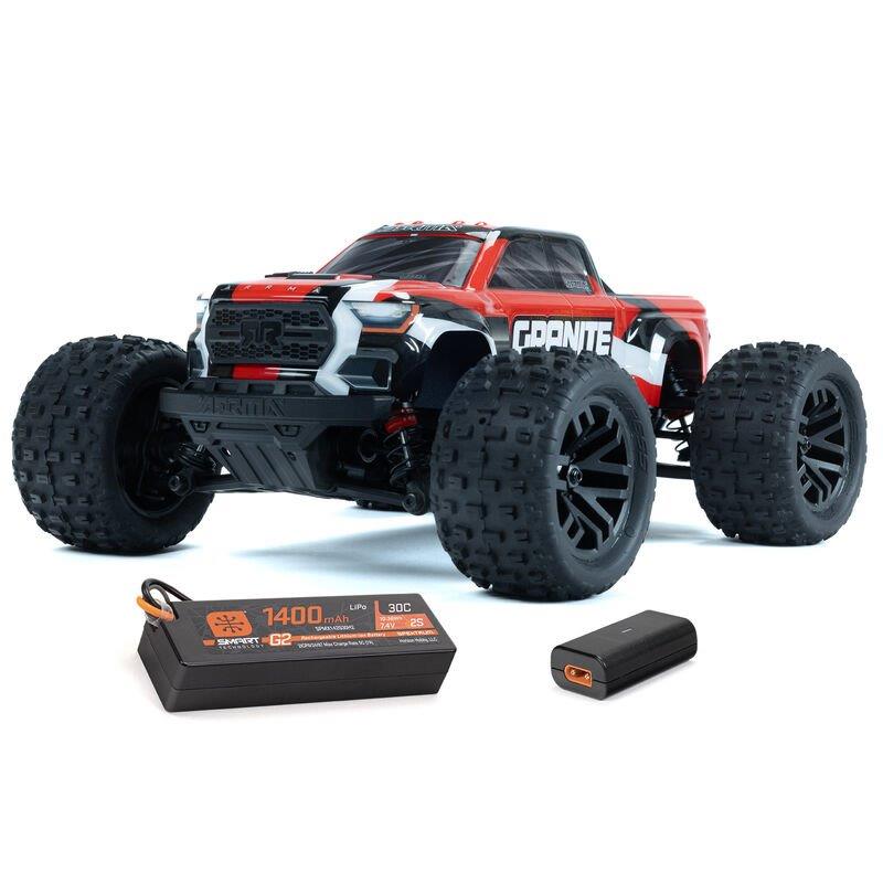 ARRMA 1/18 GRANITE GROM MEGA 380 Brushed 4X4 MT RTR with Battery & Charger, Red