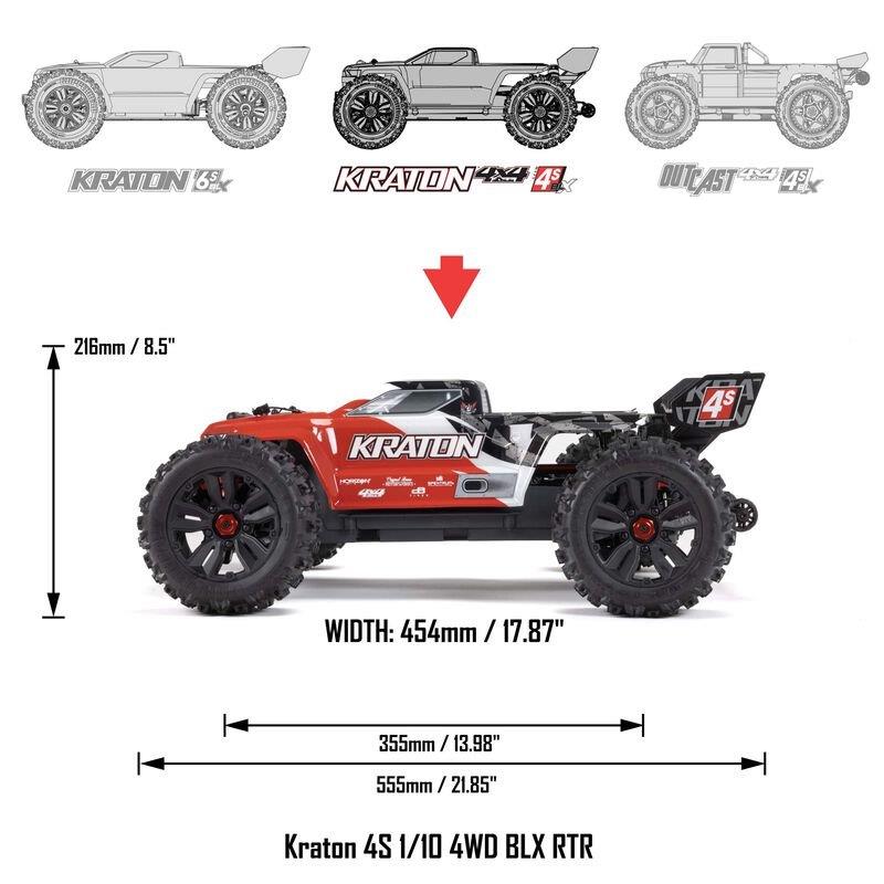 ARRMA 1/10 KRATON 4X4 4S V2 BLX Speed Monster Truck RTR, Green - 17
