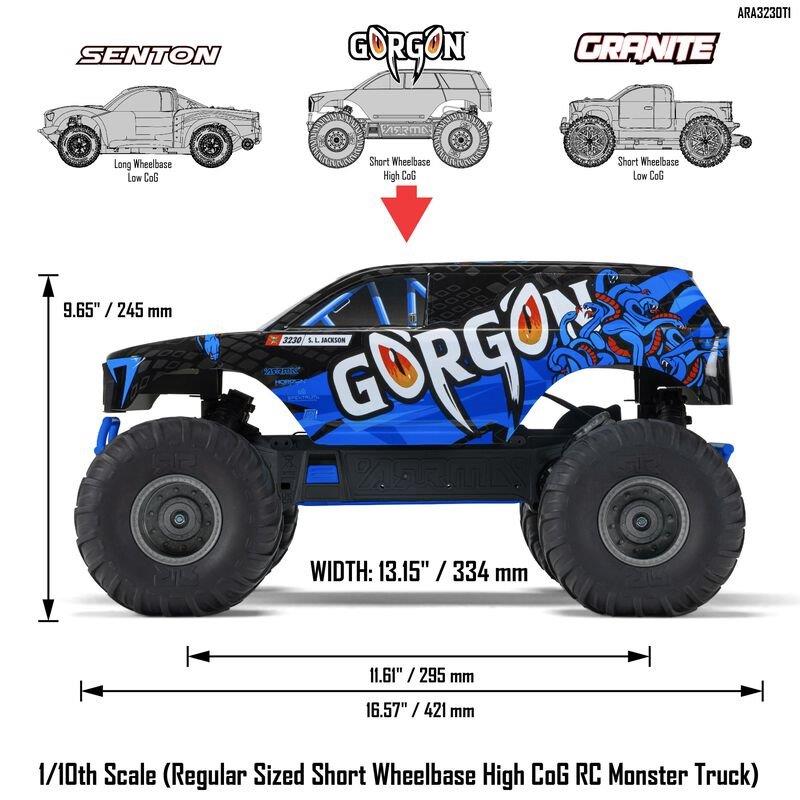 ARRMA 1/10 GORGON 4X2 MEGA 550 Brushed Monster Truck RTR - 27