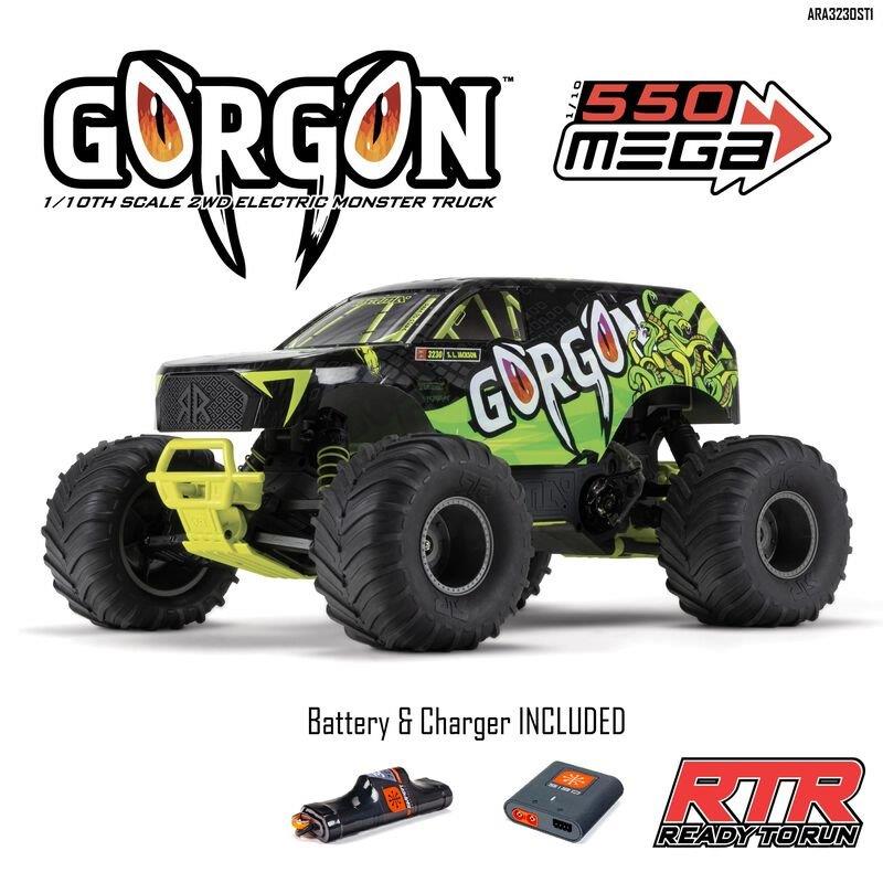ARRMA 1/10 GORGON 4X2 MEGA 550 Brushed MT RTR with Battery & Charger, Yellow - 25