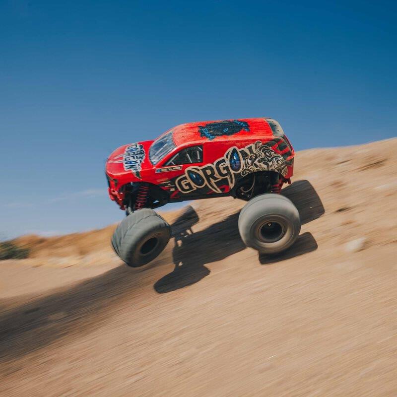 ARRMA 1/10 GORGON 4X2 MEGA 550 Brushed MT RTR with Battery & Charger, Red - 6