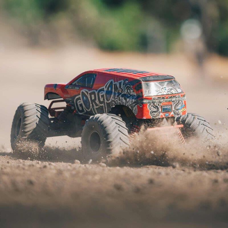 ARRMA 1/10 GORGON 4X2 MEGA 550 Brushed MT RTR with Battery & Charger, Red - 4