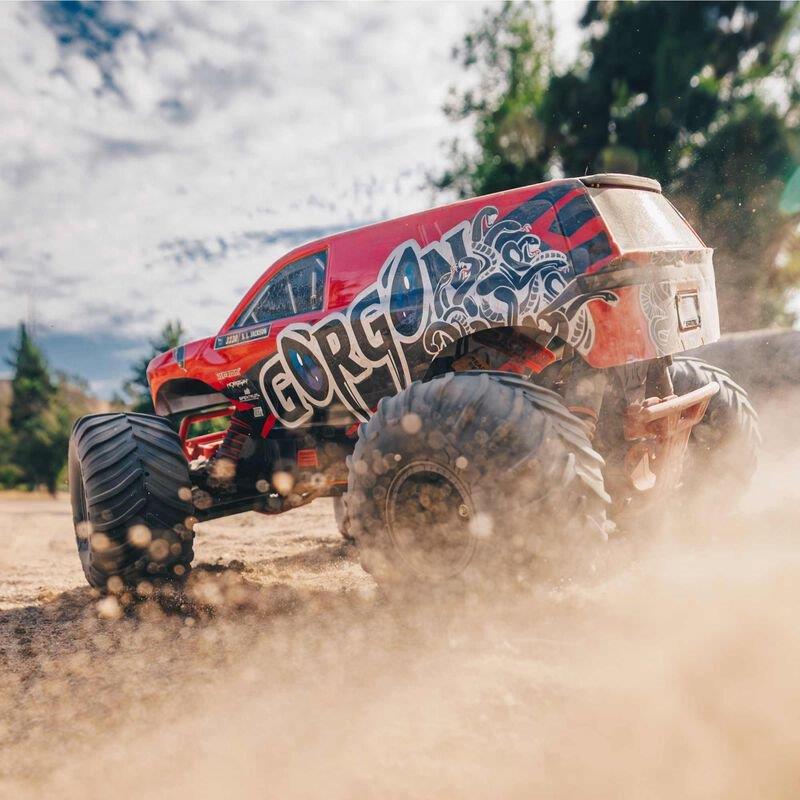 ARRMA 1/10 GORGON 4X2 MEGA 550 Brushed MT RTR with Battery & Charger, Red - 7